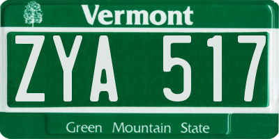 VT license plate ZYA517