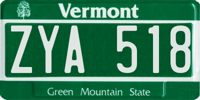 VT license plate ZYA518