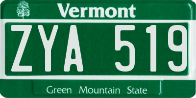 VT license plate ZYA519