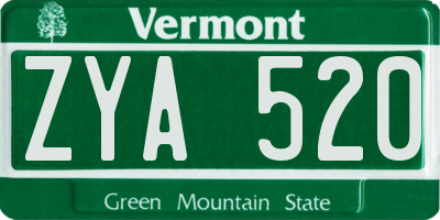 VT license plate ZYA520