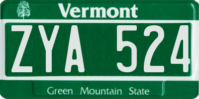 VT license plate ZYA524