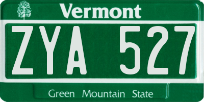 VT license plate ZYA527