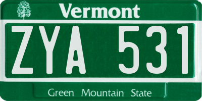 VT license plate ZYA531