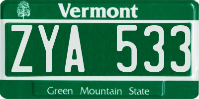 VT license plate ZYA533