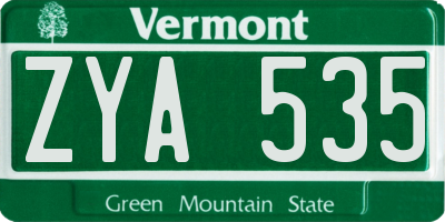 VT license plate ZYA535