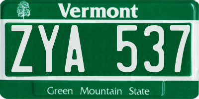 VT license plate ZYA537