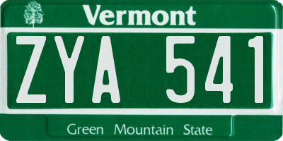 VT license plate ZYA541
