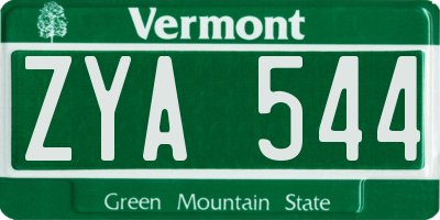 VT license plate ZYA544