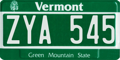 VT license plate ZYA545