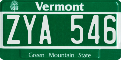 VT license plate ZYA546