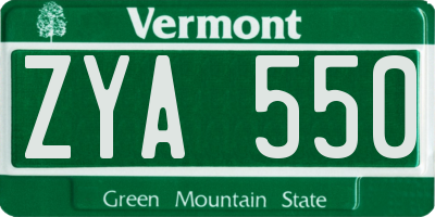 VT license plate ZYA550