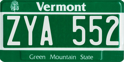 VT license plate ZYA552