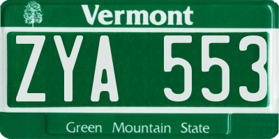 VT license plate ZYA553