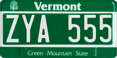VT license plate ZYA555