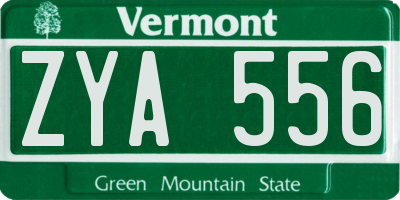 VT license plate ZYA556