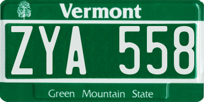 VT license plate ZYA558