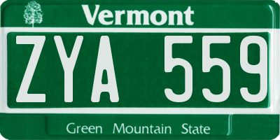 VT license plate ZYA559