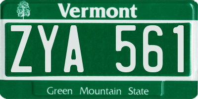 VT license plate ZYA561