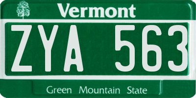 VT license plate ZYA563