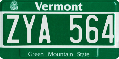 VT license plate ZYA564