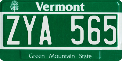 VT license plate ZYA565