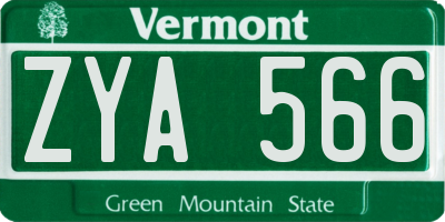 VT license plate ZYA566