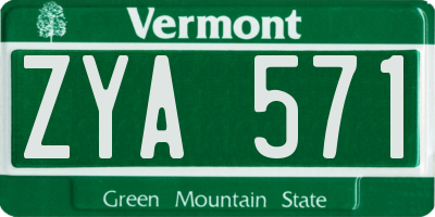 VT license plate ZYA571
