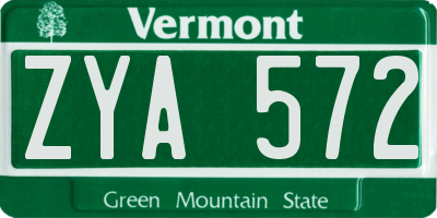 VT license plate ZYA572