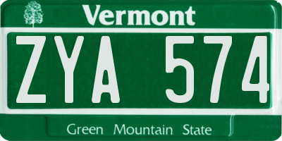 VT license plate ZYA574