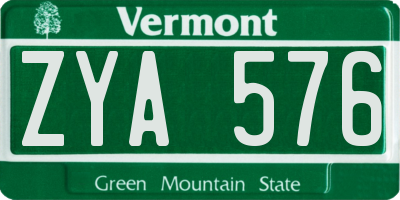 VT license plate ZYA576
