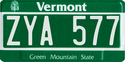VT license plate ZYA577