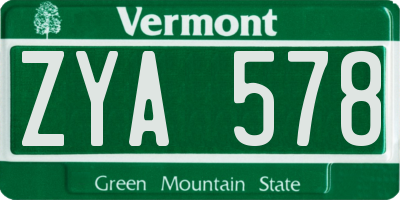 VT license plate ZYA578