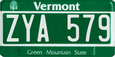 VT license plate ZYA579