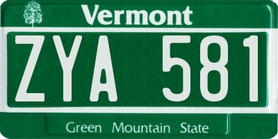 VT license plate ZYA581
