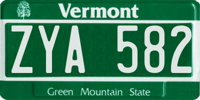 VT license plate ZYA582
