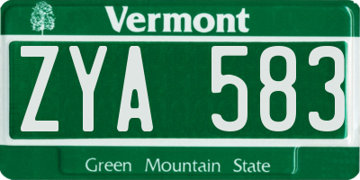 VT license plate ZYA583
