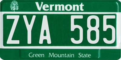 VT license plate ZYA585