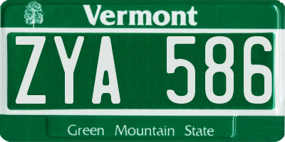 VT license plate ZYA586