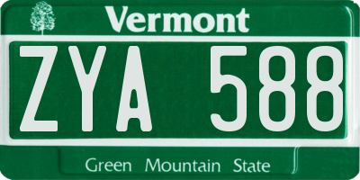 VT license plate ZYA588