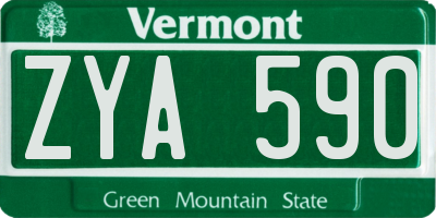 VT license plate ZYA590