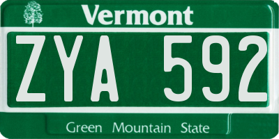 VT license plate ZYA592