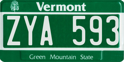 VT license plate ZYA593
