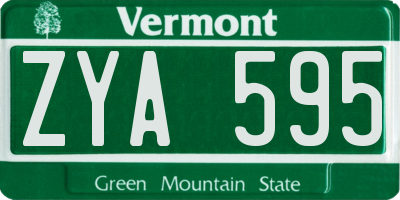 VT license plate ZYA595