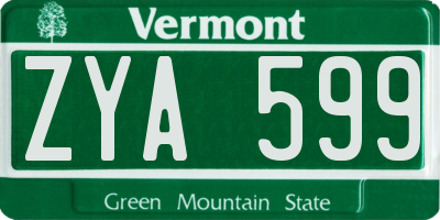 VT license plate ZYA599
