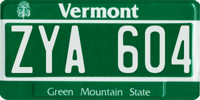 VT license plate ZYA604