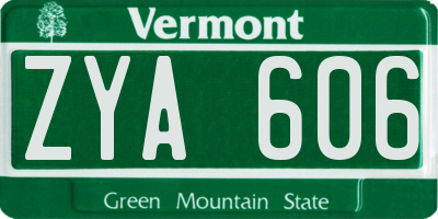 VT license plate ZYA606