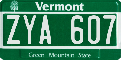 VT license plate ZYA607