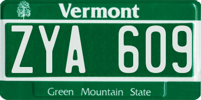 VT license plate ZYA609