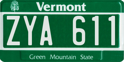 VT license plate ZYA611