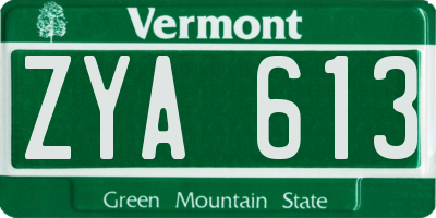 VT license plate ZYA613